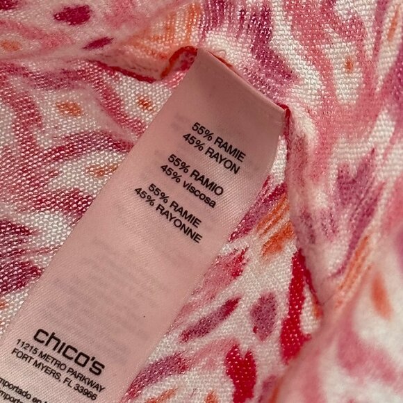 Chicos 1 Womens Pink  Orange Geometric Print sweater Tunic Top Size medium - Picture 3 of 12
